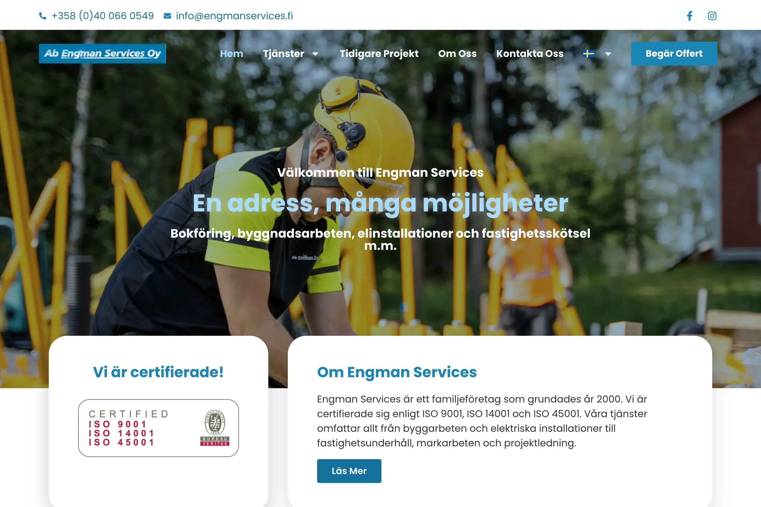 Skärmdump av Engman Services